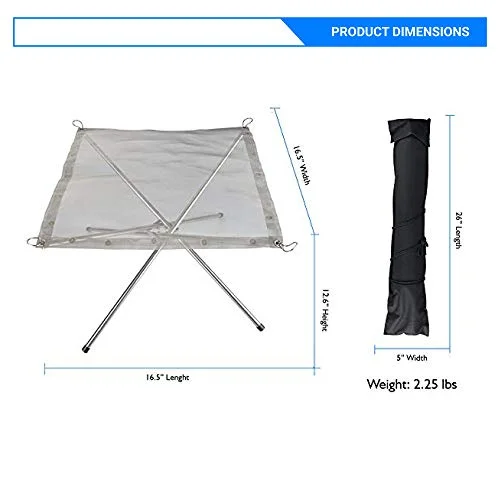 Portable Outdoor Firepit- Collapsible Steel Mesh Fireplace- Medium Size