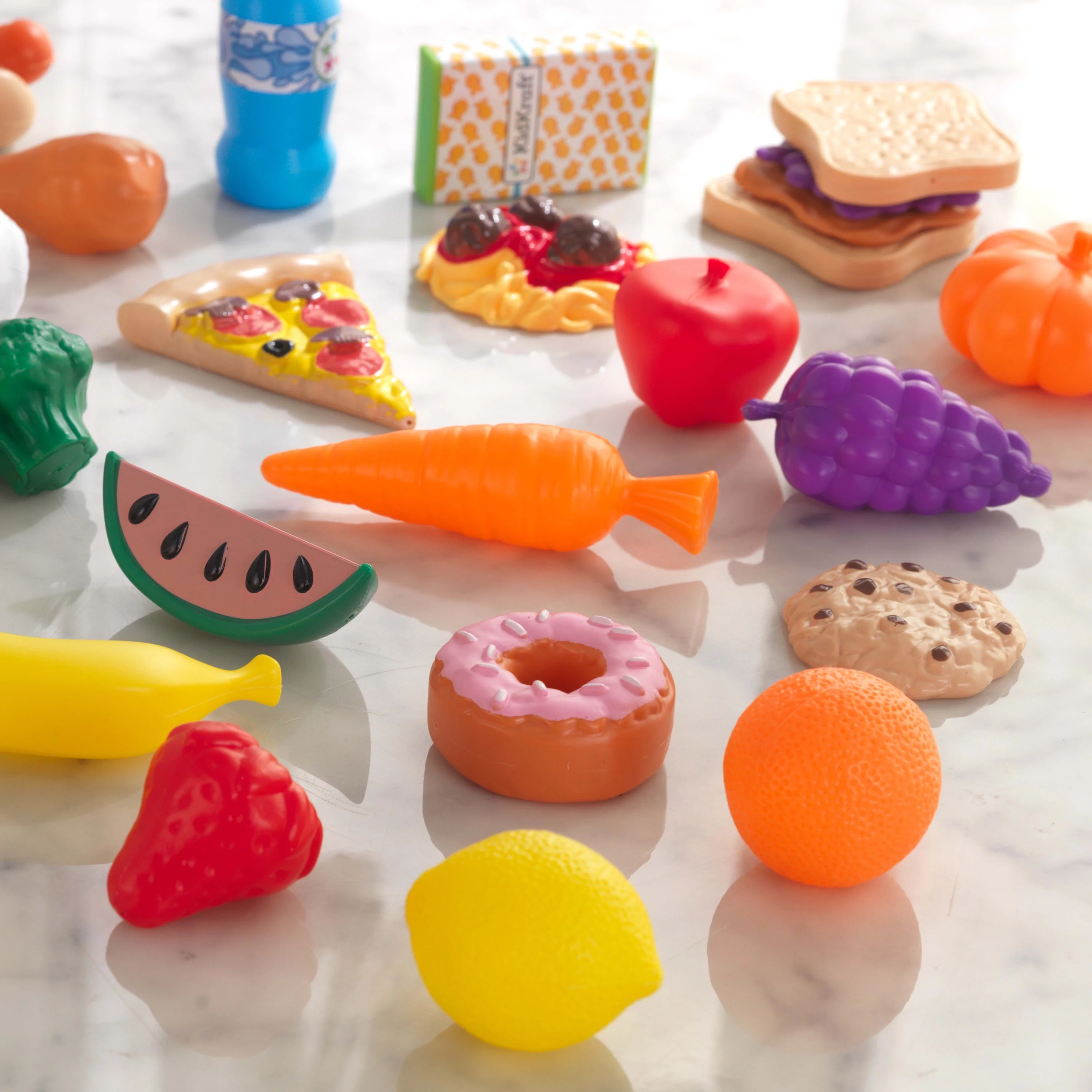 KidKraft 30-Piece Plastic Play Food Set with Fruits, Veggies, Sweets and More