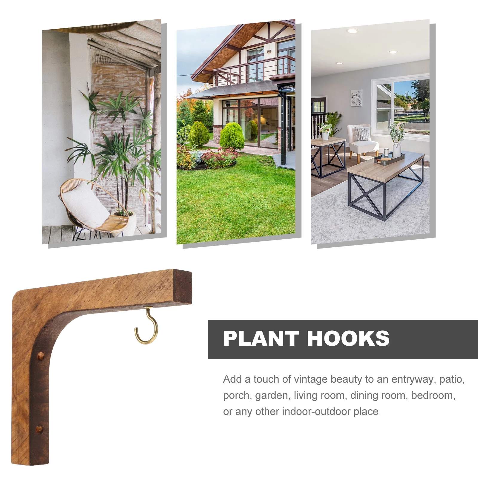 Qumonin Wooden Wall Plant Hanger for Indoor Plants & Lanterns