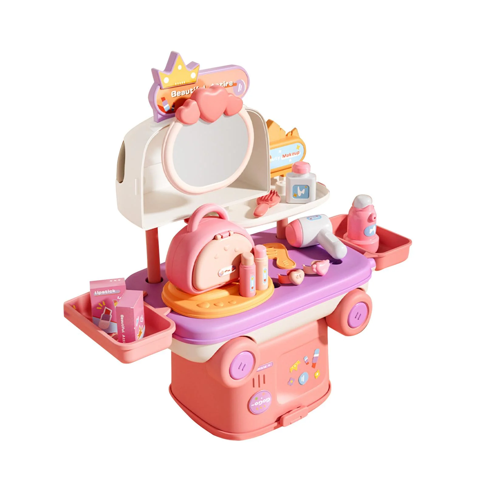 shamjina Kids Pretend Play Set Montessori Toy Easy to Store Portable Imaginative Play for Cosmetic Theme