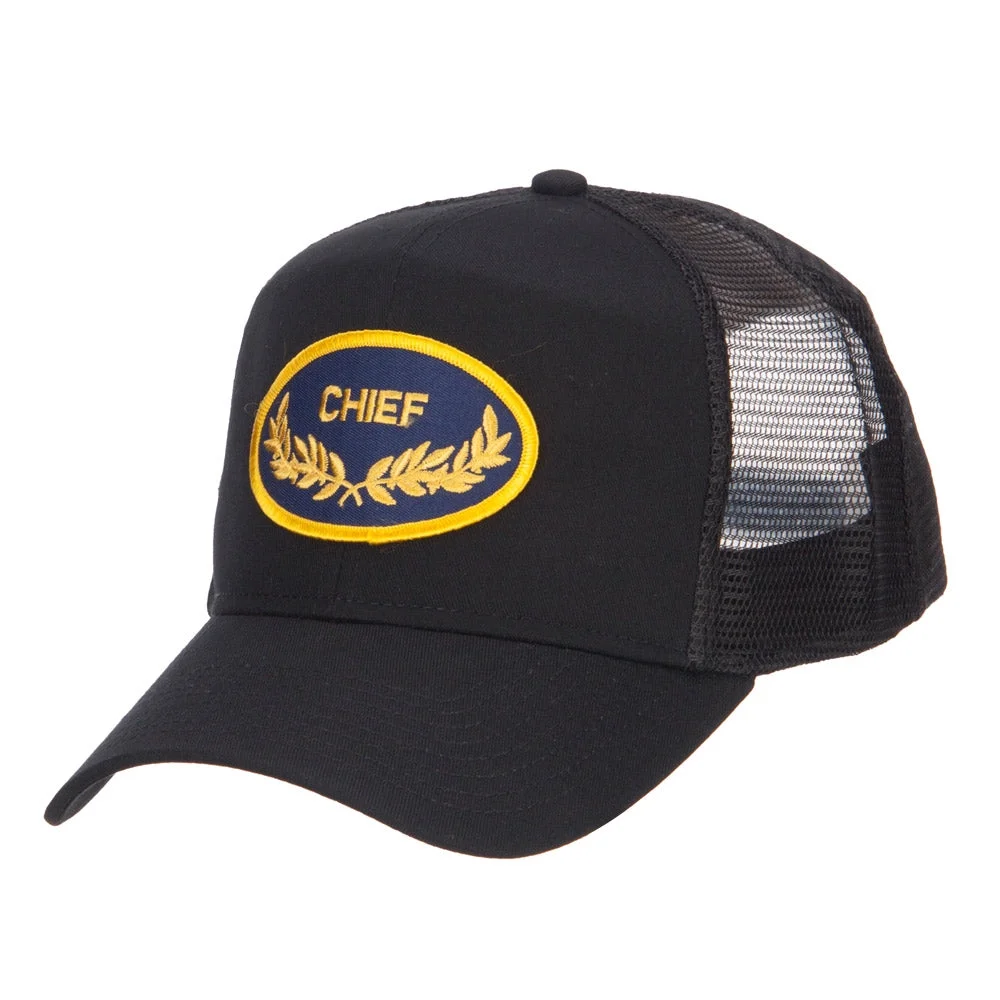 Chief Oak Leaf Patched Mesh Cap - Black OSFM