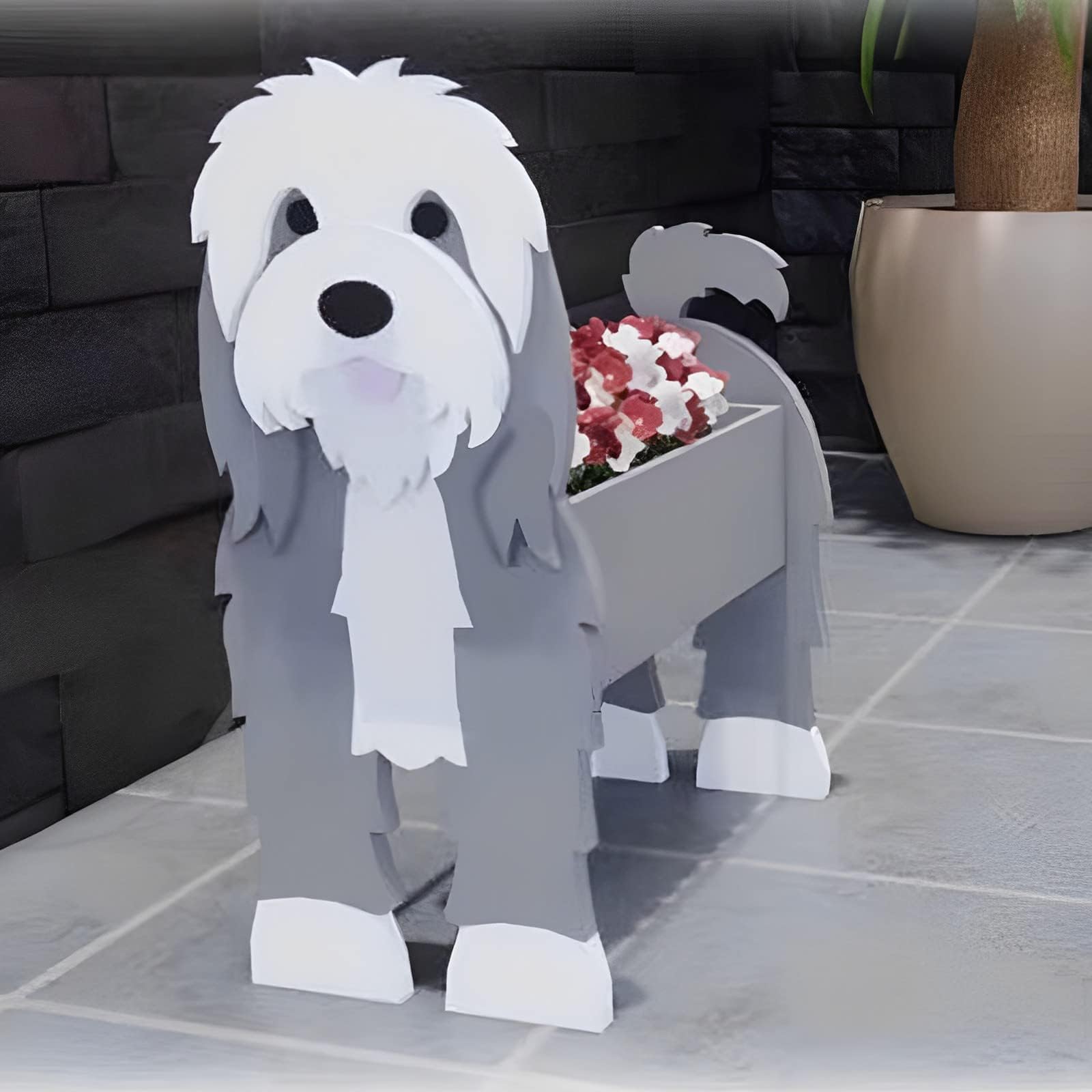 Dog Planter, Handmade PVC Vanilla Garden Patio Dog Planter, Desktop Storage Plastic Planter, Indoor/Outdoor Planter Decoration