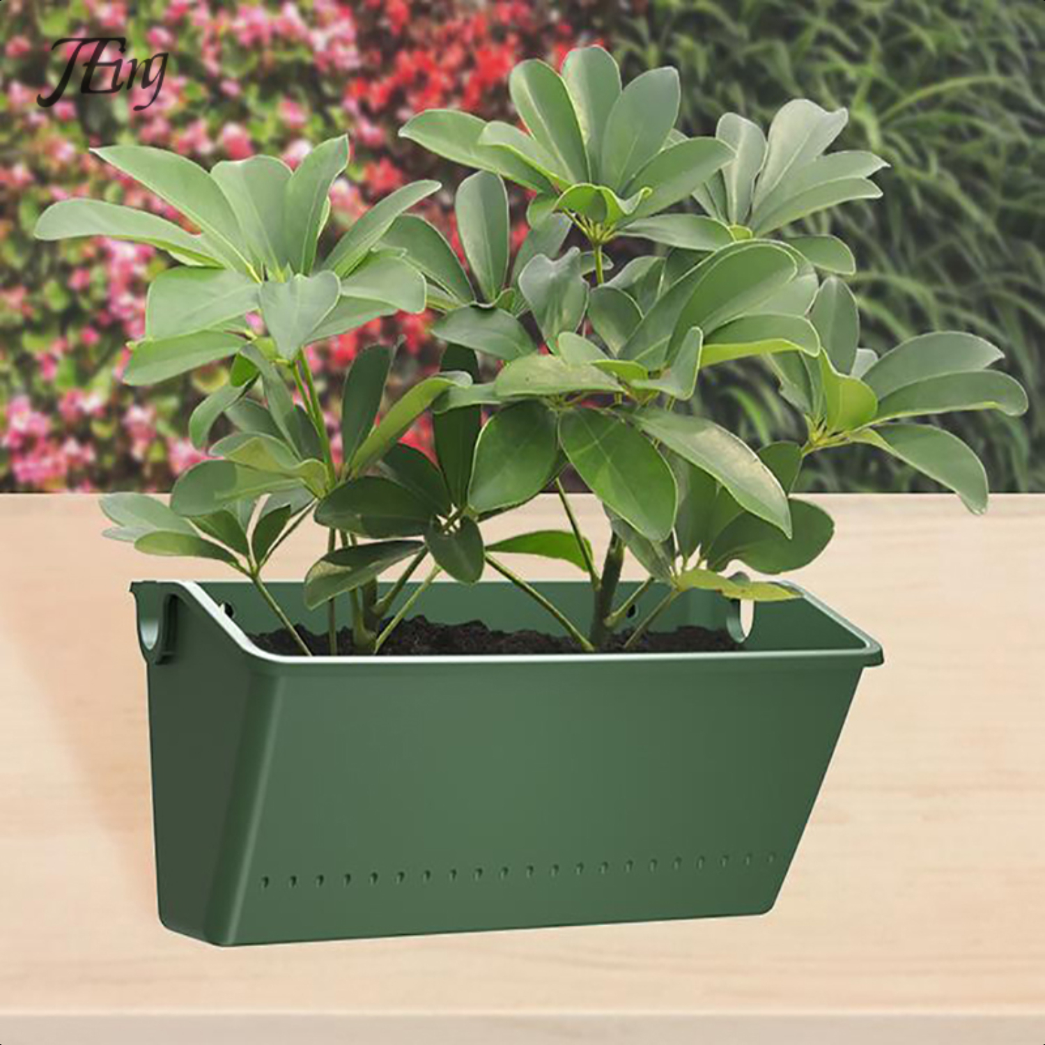Vertical Green Plastic Wall Mounted Planting Box Flower Pot Container for Hanging Garden Decor  1PC