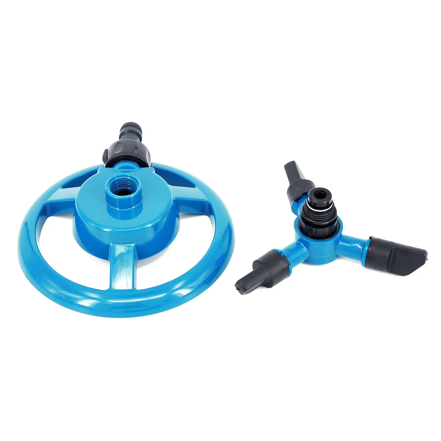 360° Lawn Circle Rotating Water Sprinkler 3 Nozzle Garden Pipe Hose Irrigation