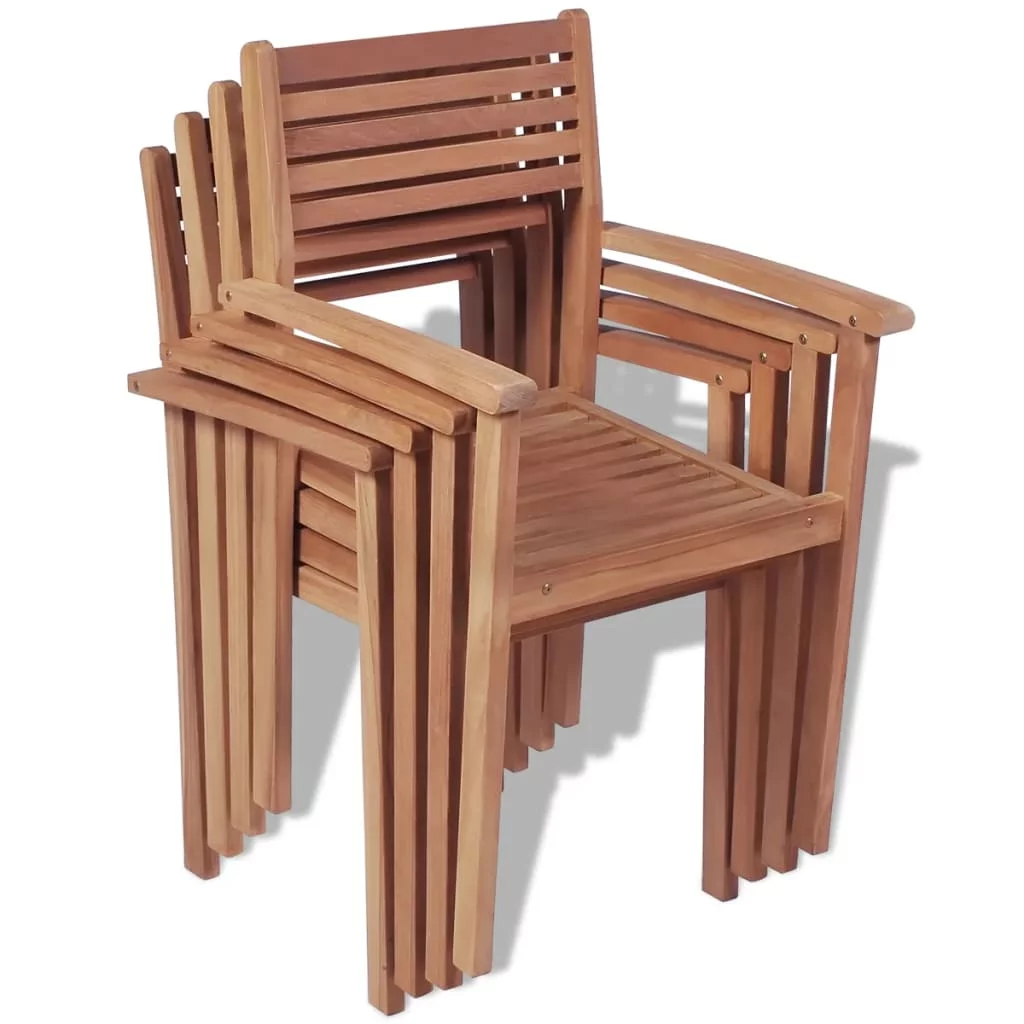 Anself Stackable Patio Chairs 4 pcs Solid Teak Wood