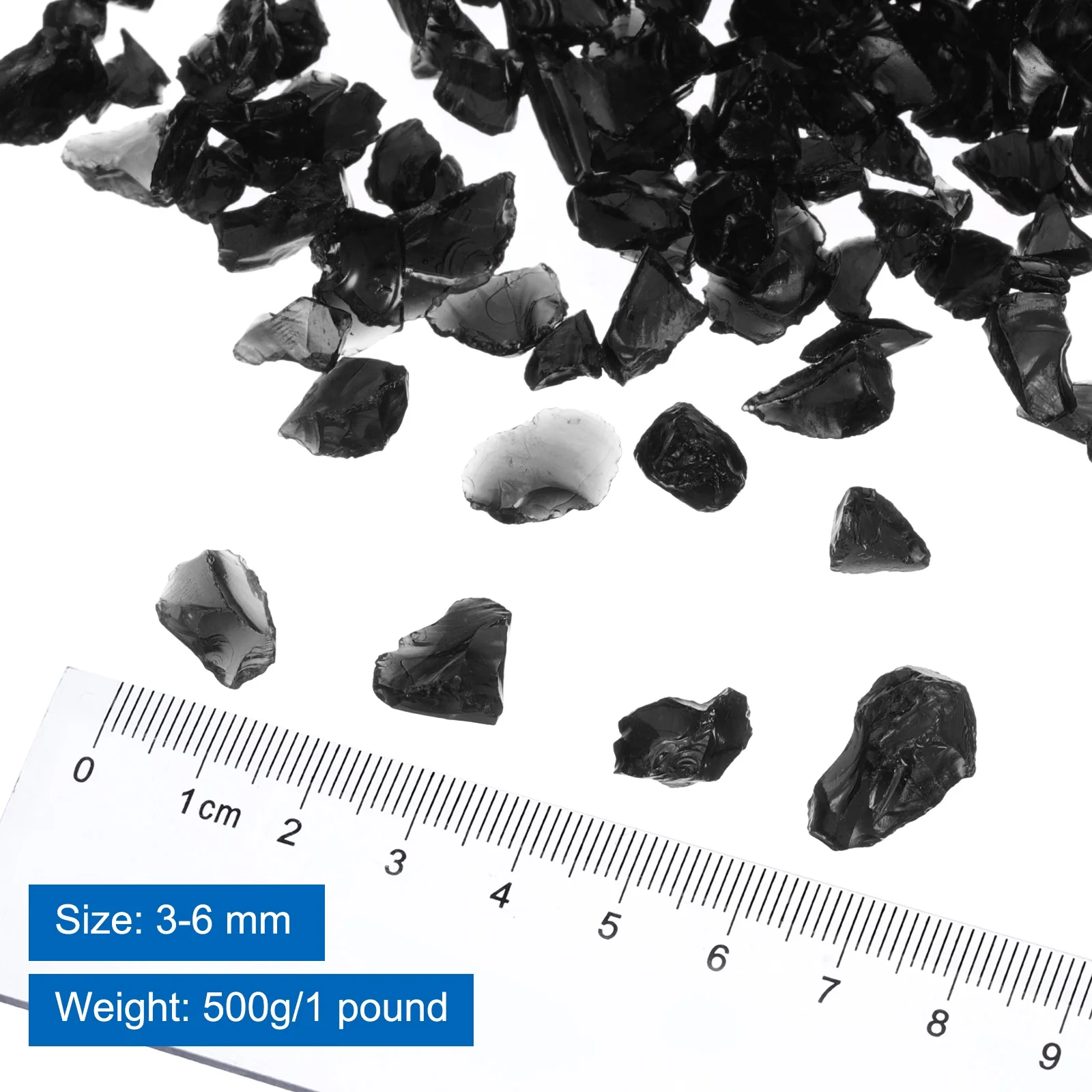 1 Pound Fire Glass Stone, 3-6mm Reflective Fire Pit Glass Rock for Fireplace, Black