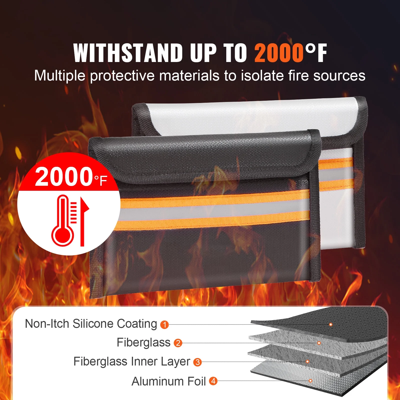 SKYSHALO 2PACK Fireproof Document Bags 8