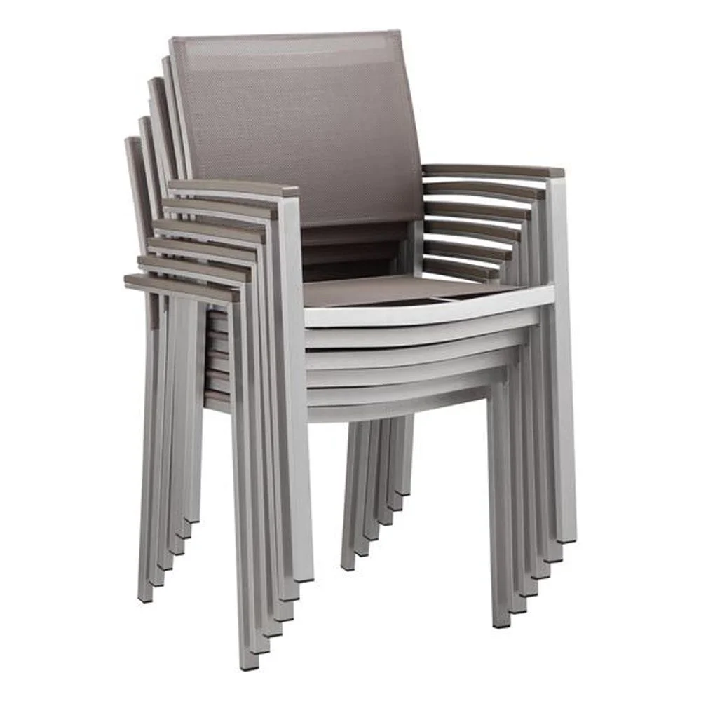 Pangea Home David 7-piece Modern Aluminum Frame Patio Dining Set in Gray