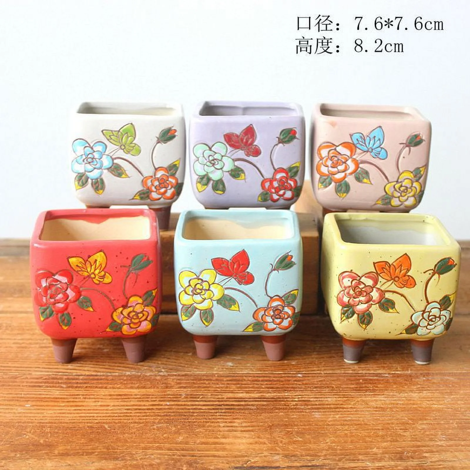 Ceramic Succulent Planter - Hand-painted Design for Tabletop Gardening