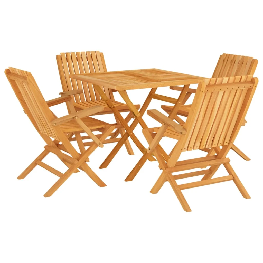 5 Piece Patio Dining Set Solid Wood Teak