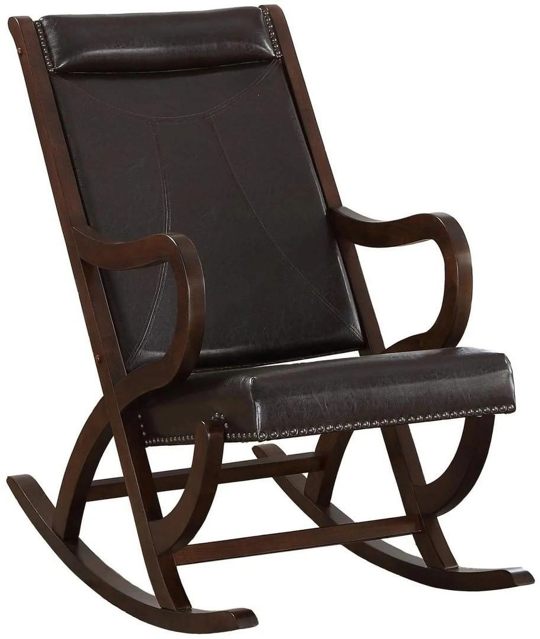 CoSoTower Rocking Chair in Espresso PU & Walnut