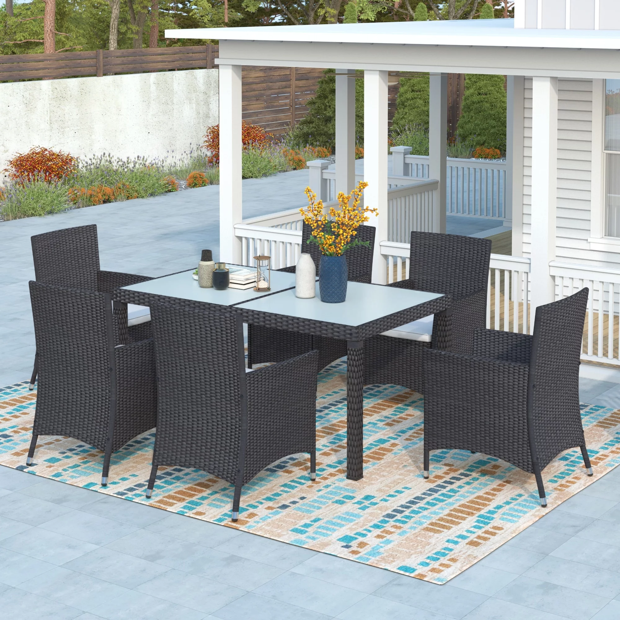 7-piece Outdoor Wicker Dining set