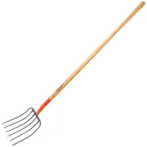 A.M. Leonard Forged 6 Tine Manure Fork, Bedding Fork, 54 Inch Ash Handle