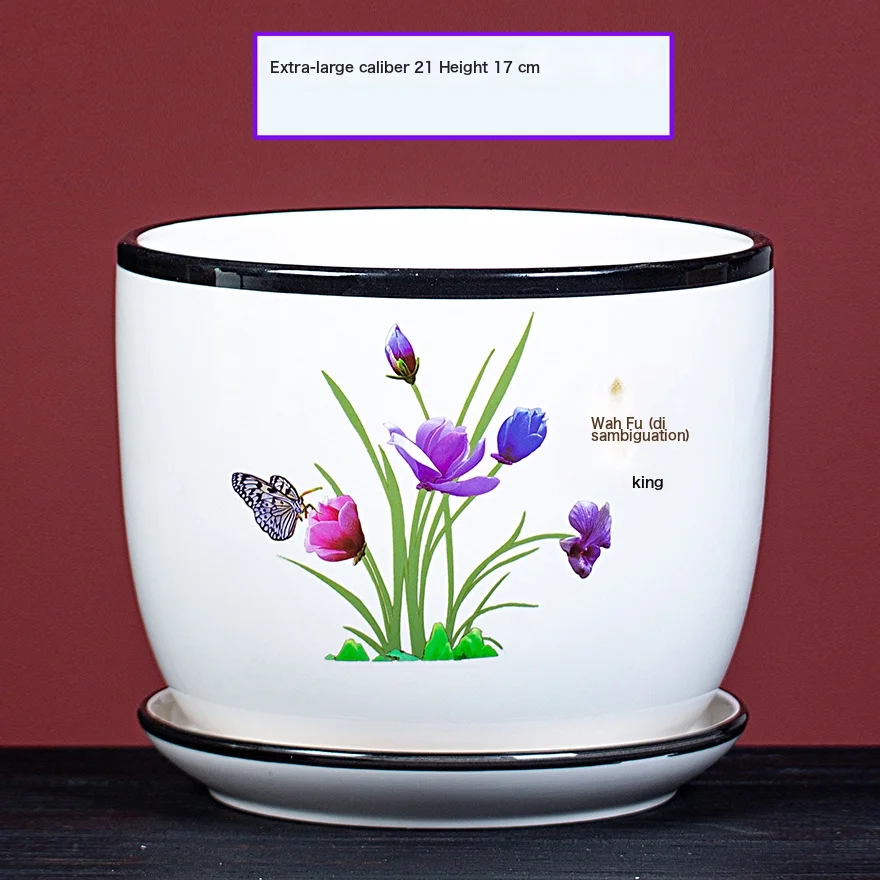 Flower Pot Ceramic Large Cartoons Green Dolo -Large Small Small Succession Plastic Flower Plant 303-Twinbird + Big Red Flower (2) Large Ceramic