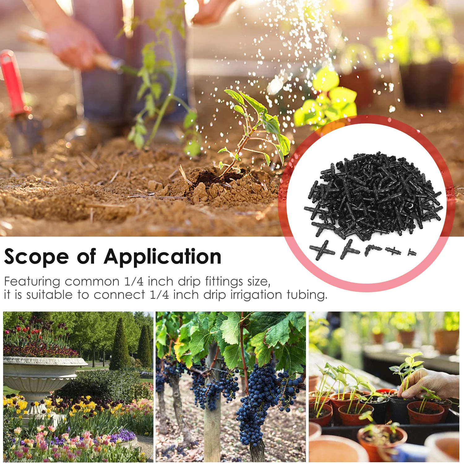 Dadypet Tubing Connector,Barbed Compatible 1/4 250 Pieces Kit Barbs 30 End Water Lawn Drip 4-Way 30 90 Compatible 1/4 Inch 30 90 Barbs Lawn Drip 4-Way Inch Water Lawn Kit Drip Barbed Rookin dsfen