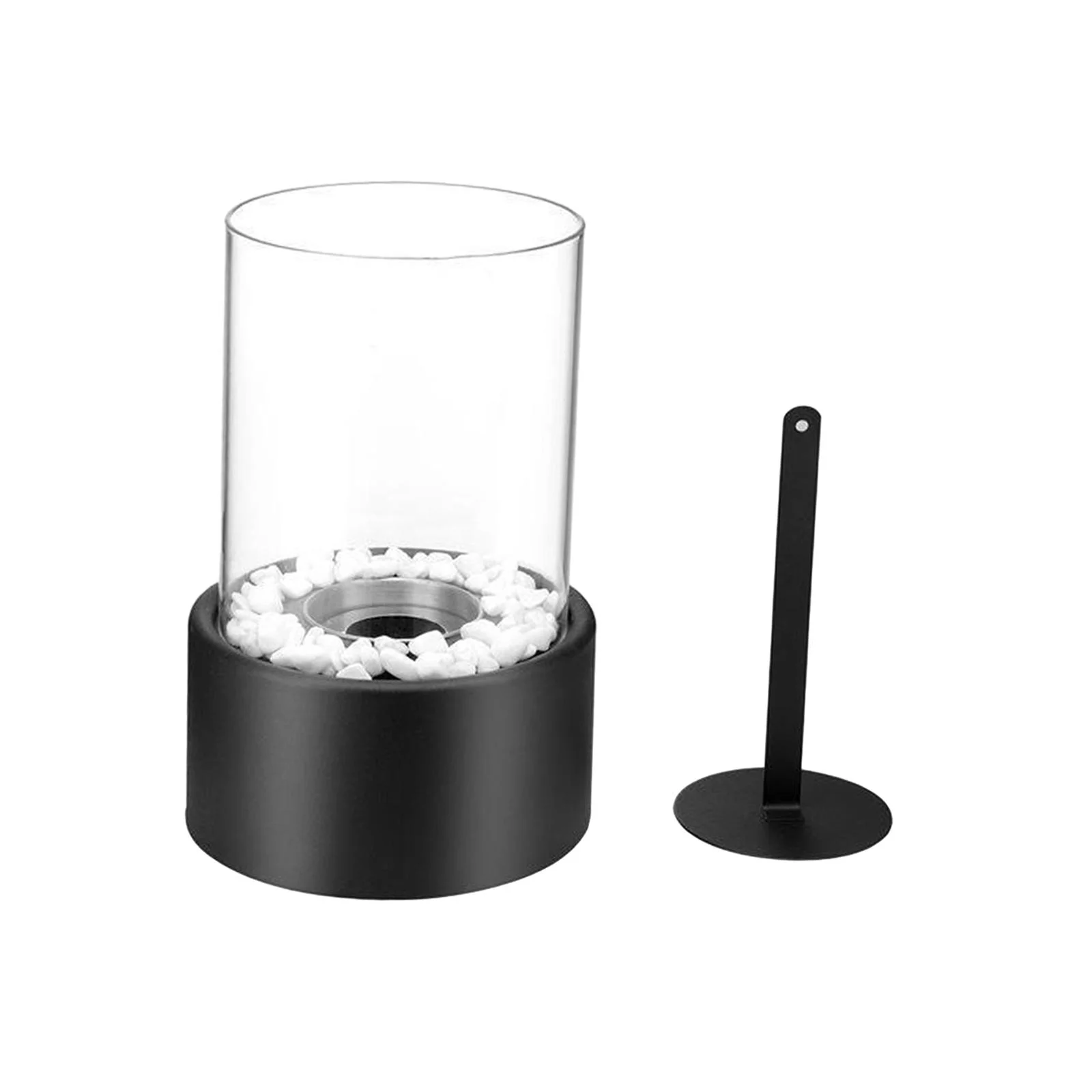 koolsoo Desktop Fire with Lid, Tabletop Fireplace, Indoor Outdoor Portable Tabletop Fire , for Home Festivals Garden Camping Black