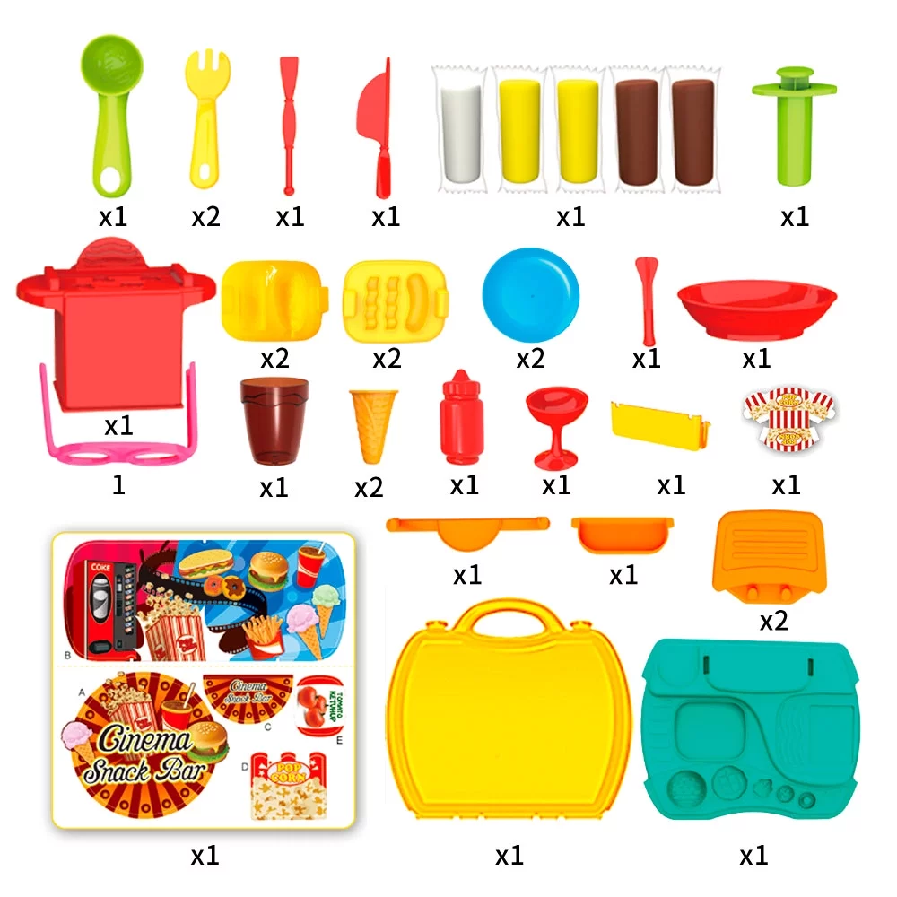 Play on the go with this portable Snack Bar suitcase  Play Set  Extremely Durable, Made with High Quality Plastic 35pcs
