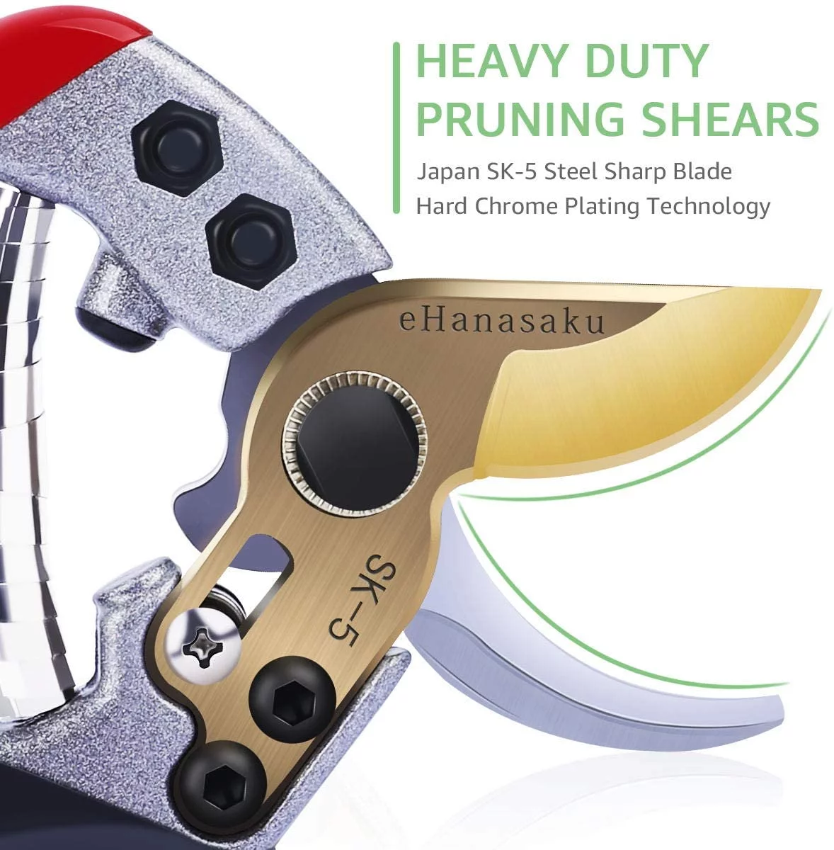 Pruning Shears  Durable Garden Shears with SK5 Steel Blades and Soft-Grip Handle Heavy Duty Plant Flower Tree Branch Cutter Ratchet Pruning Shears Grafting Garden Tool