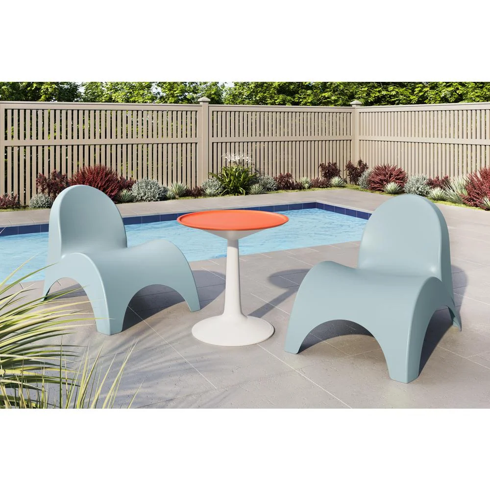 Strata Furniture Two White Angel Trumpet Patio Chairs with Sprout table, White