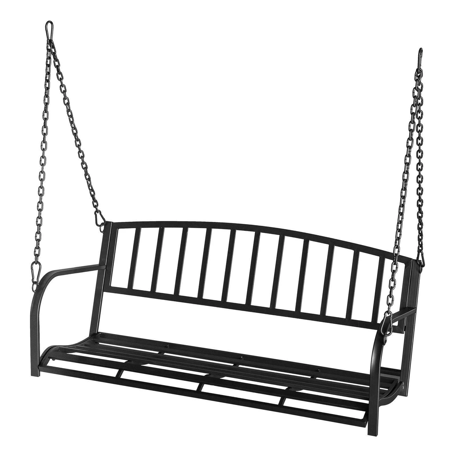 Heavy Duty Swing Chair Bench Metal Patio Porch Swing Black for Gardens Yards
