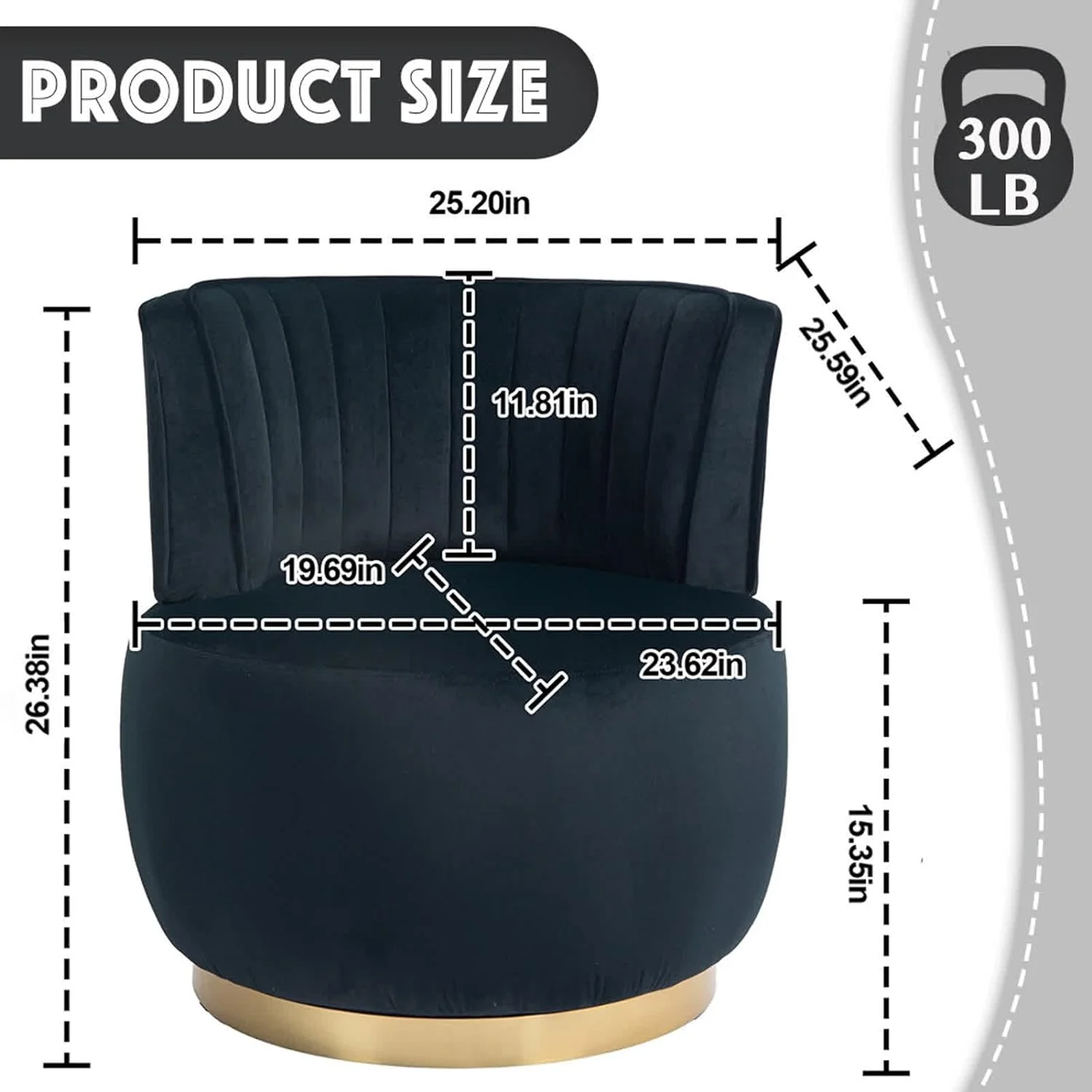 CHOIKMN TUIONMJ Swivel Barrel Chair Mid Century TUIONMJ Chair Fluffy Velvet Upholstered Comfy Armchair Round Sherpa Chair with Gold Base for Nursery Living Room Bedroom Office Waiting Roo