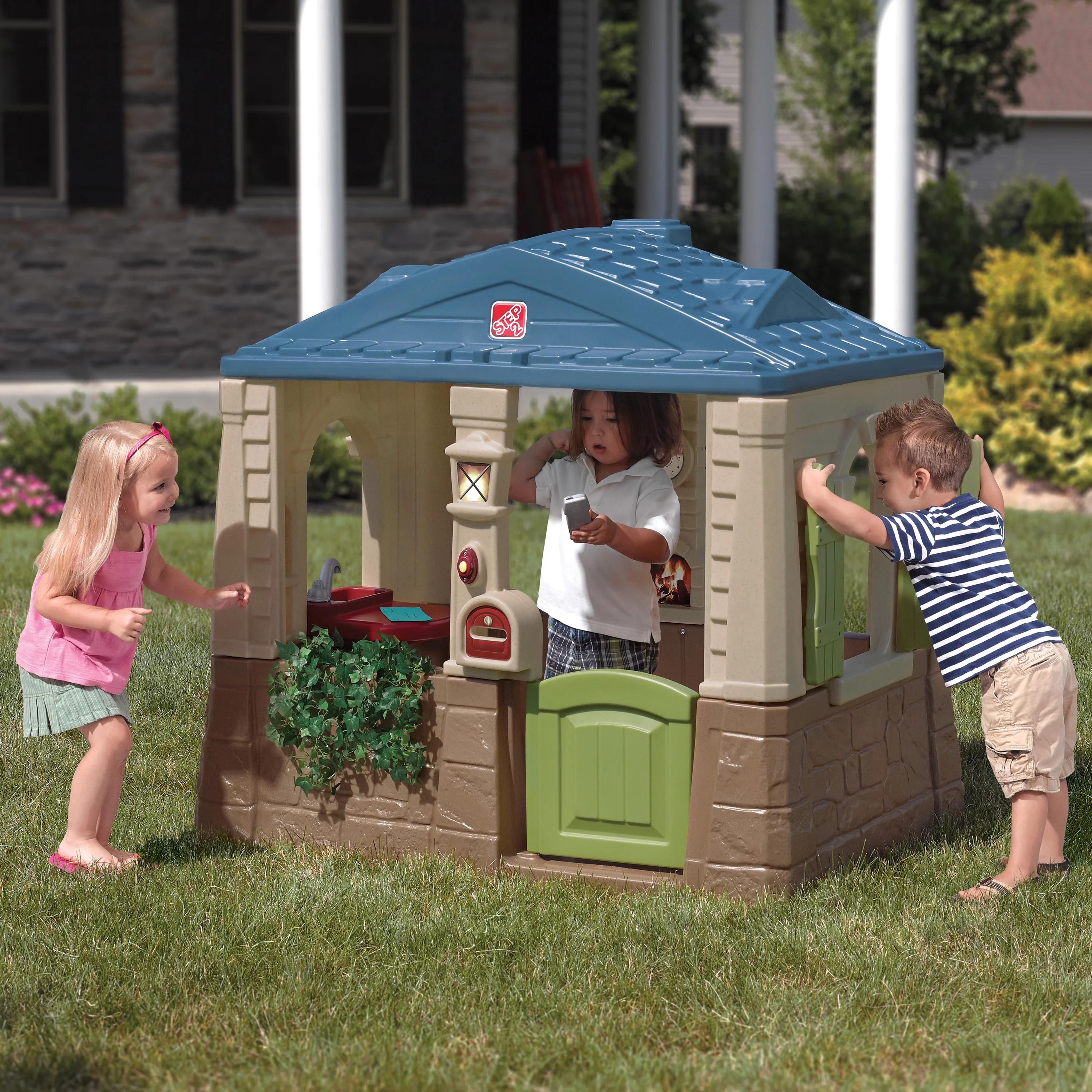 Step2 Happy Home Cottage & Grill Brown Playhouse Plastic Kids Outdoor Toys
