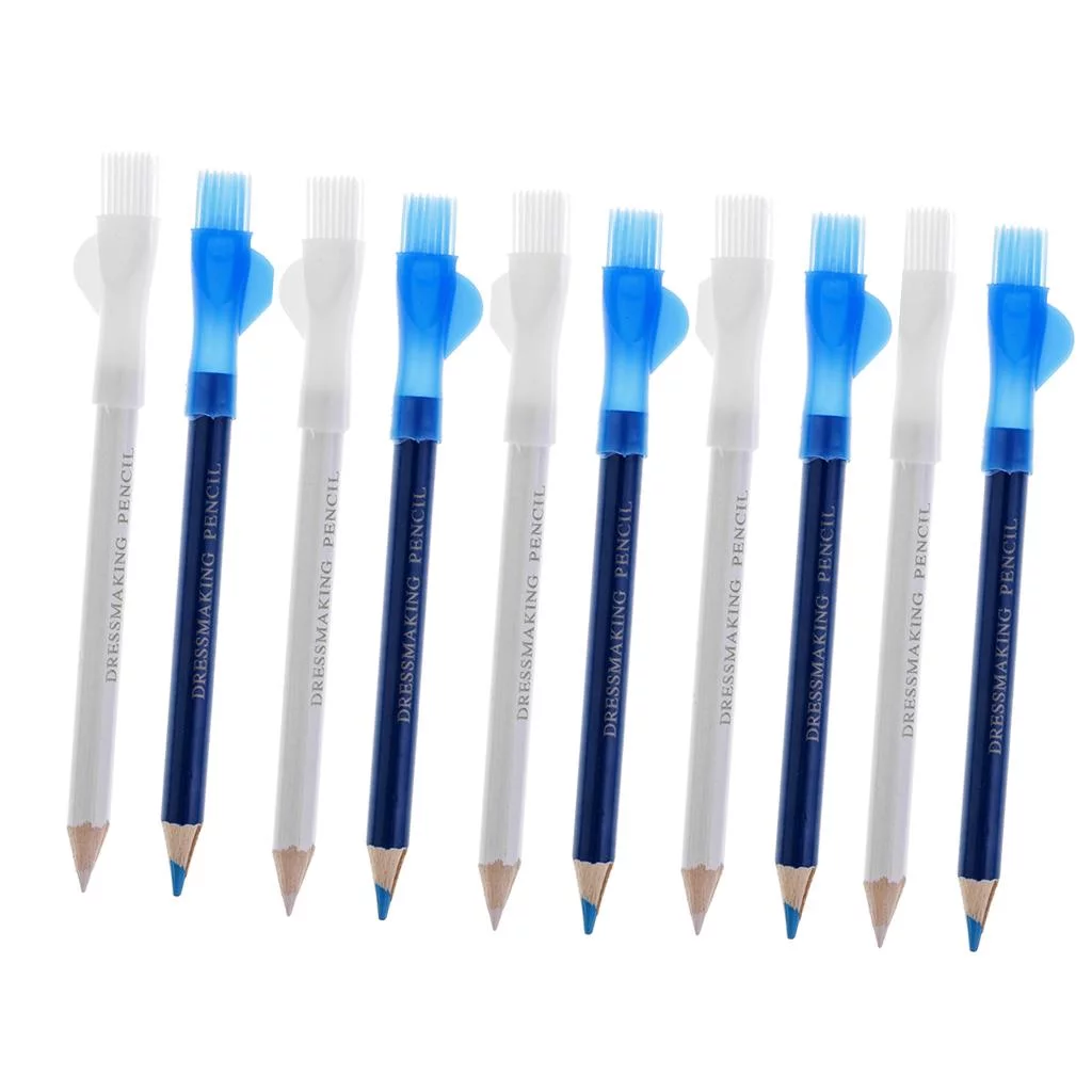 10 Pieces Craft Markers Pens Tailor Chalk Pencil with Brush for Sewing Fabric Drawing Tool