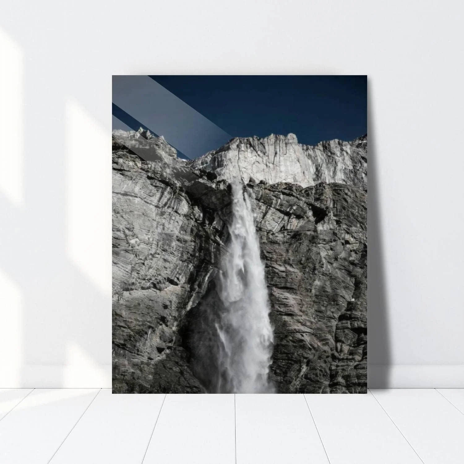 HelloGlass Tempered Glass Wall Art Decor waterfall in the Cirque de Gavarnie Pyrenees National Park Prints On Glass Paingting Picture Modern Artworks For Living Room Bedroom Office 12x8inch