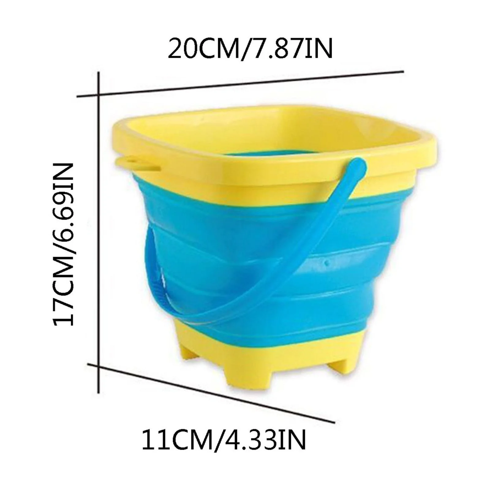 Tinyansi 1 PC Foldable Buckets With 1 Shovels Sand Bucket Water Bucket Sandbox Square Summer Party Foldable Pail Bucket Silicone Bucket Kids Beach Toys Travel, Three Colors Options