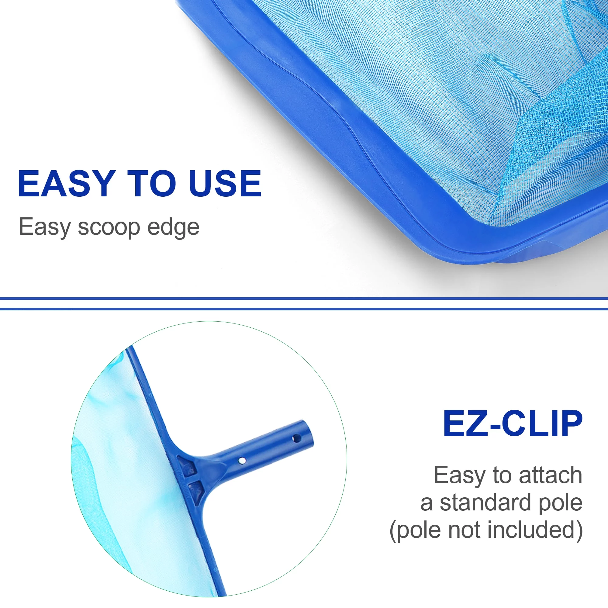 iMeshbean Ultra Durable Pool Spa Leaf Skimmer Net Rake w/ Deep Pocket Net