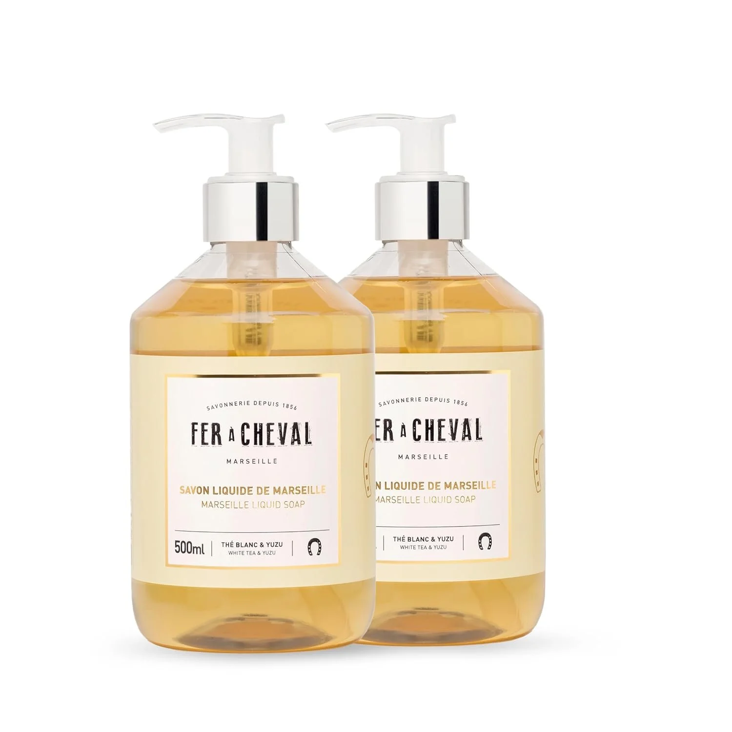 Fer  Cheval White Tea & Yuzu Marseille Liquid Soap  Shea Butter & Sweet Almond Oil, Luxurious Hydration, 97% Natural Ingredients - Set of 2