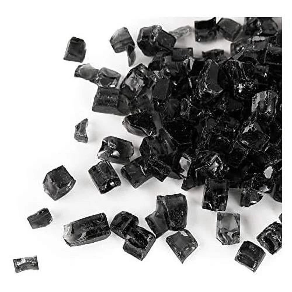High Luster Reflective 10-Pound Fire Glass For  Fireplace Landscaping, 1/2-Inch Onyx Black