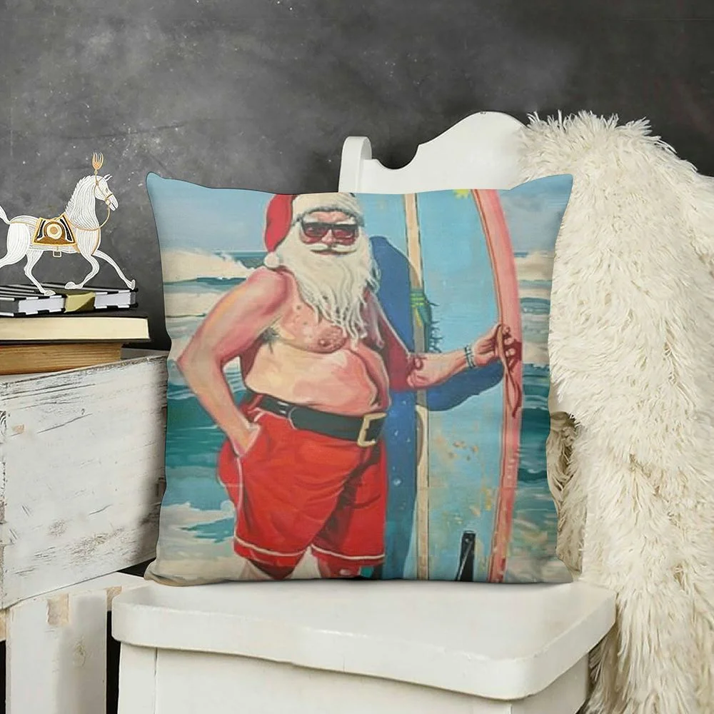 Ollo0ord Beach Christmas Pillow Covers with Decorative Pillow Cases Outdoor Decor Cushion Cover for Deck Chair Sofa Couch, White