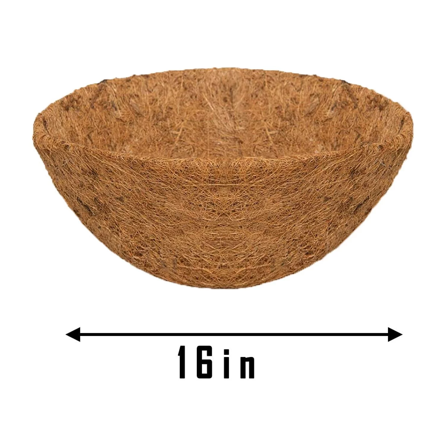 Fridja Coconuts Liner for planters, 1PC 16inches Half Round Replacement Plant Basket Liners Coconut Fiber Liner for Wall Hanging Baskets Garden Planter Flower Pot