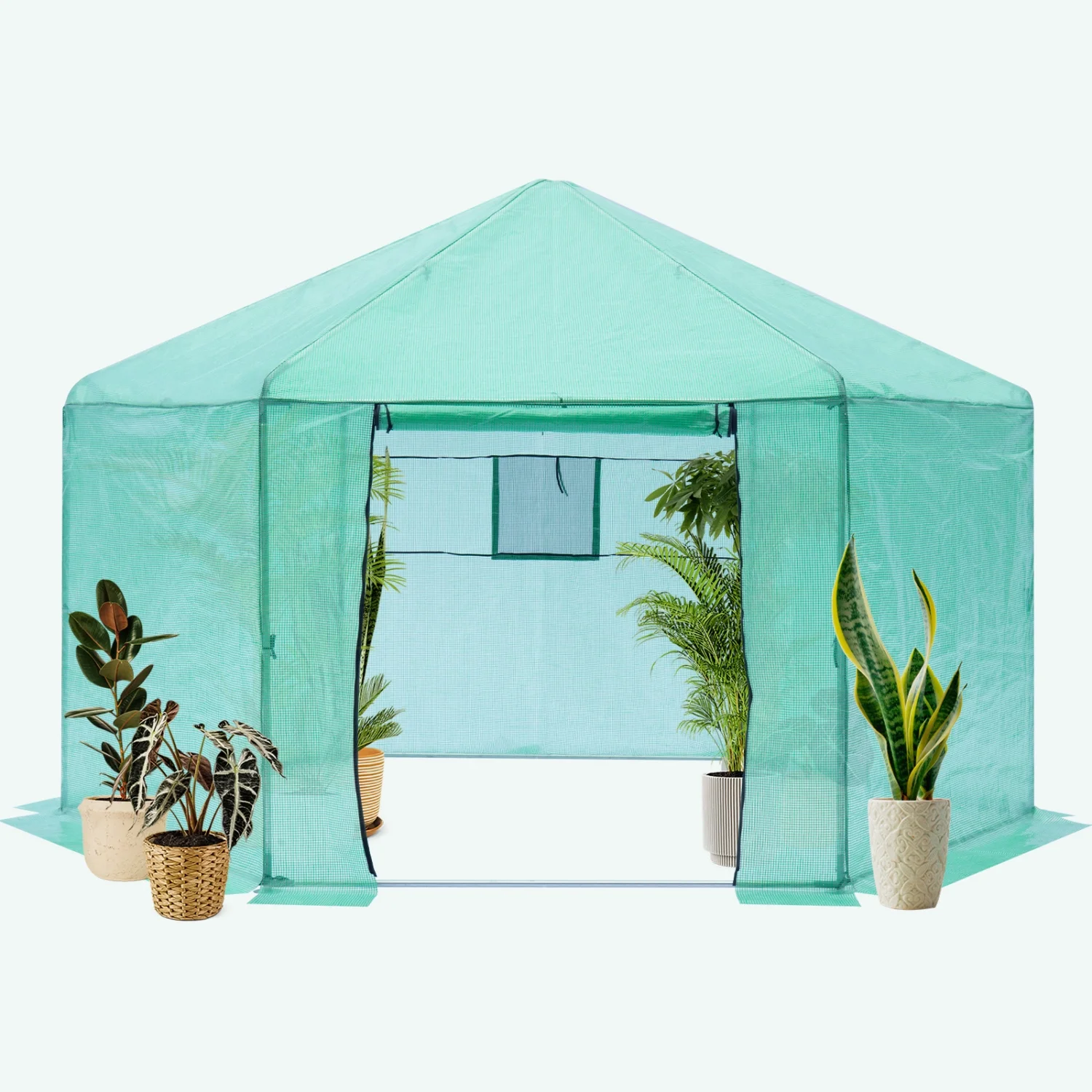 Upgraded Sturdy and Heavy Duty Greenhouse with Thickened Waterproof Insulation - Hexagonal Shape for Added Strength - Reinforced Frame for Durability - Walk-in Greenhouse Perfect for Gard