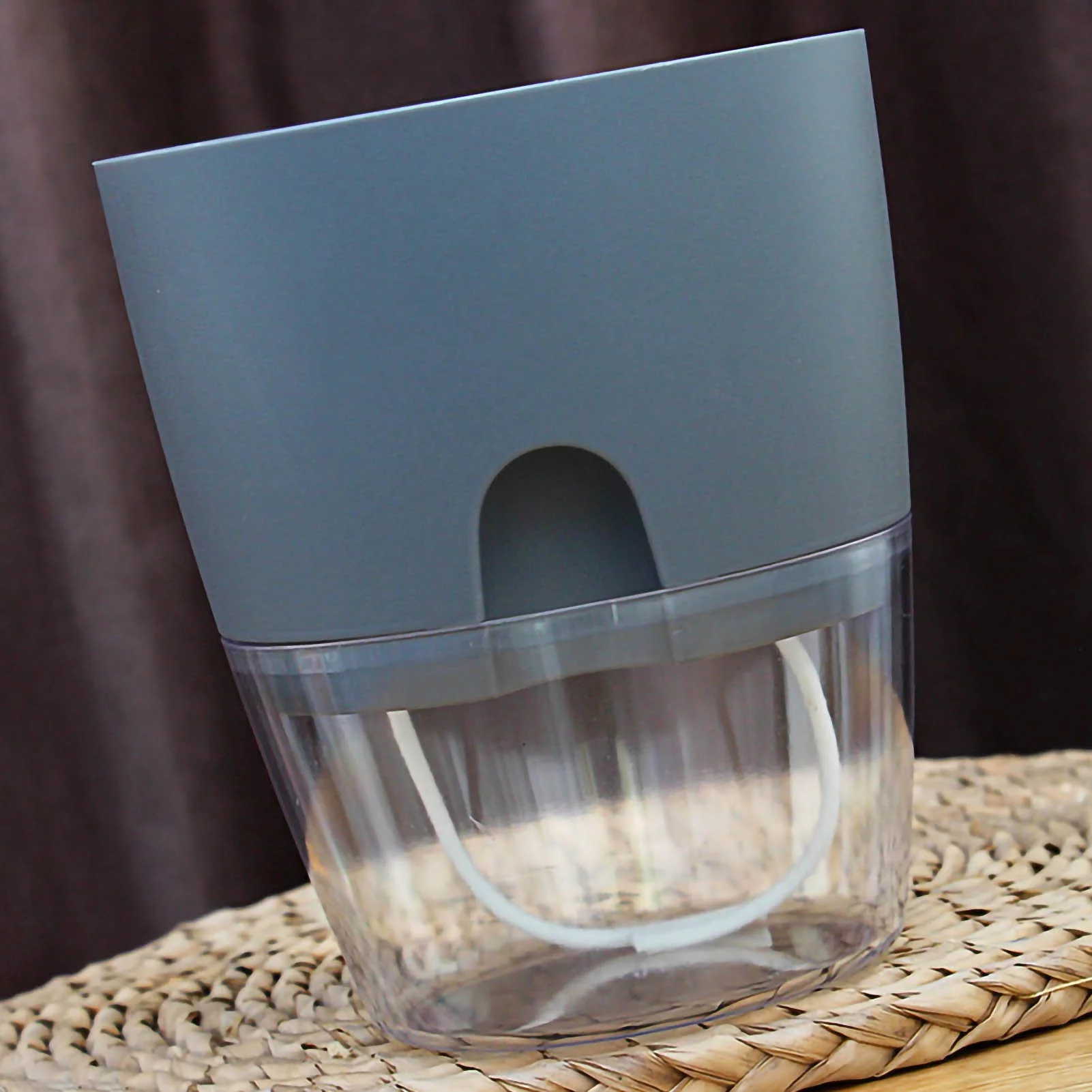 Verdant Touch Plants Wicking Pot Self Watering Planter Cotton Rope Plastic Decorative Planting Pot for Indoor Outdoor Plants Flowers Herbs Grey 15.3cm/6in Diameter