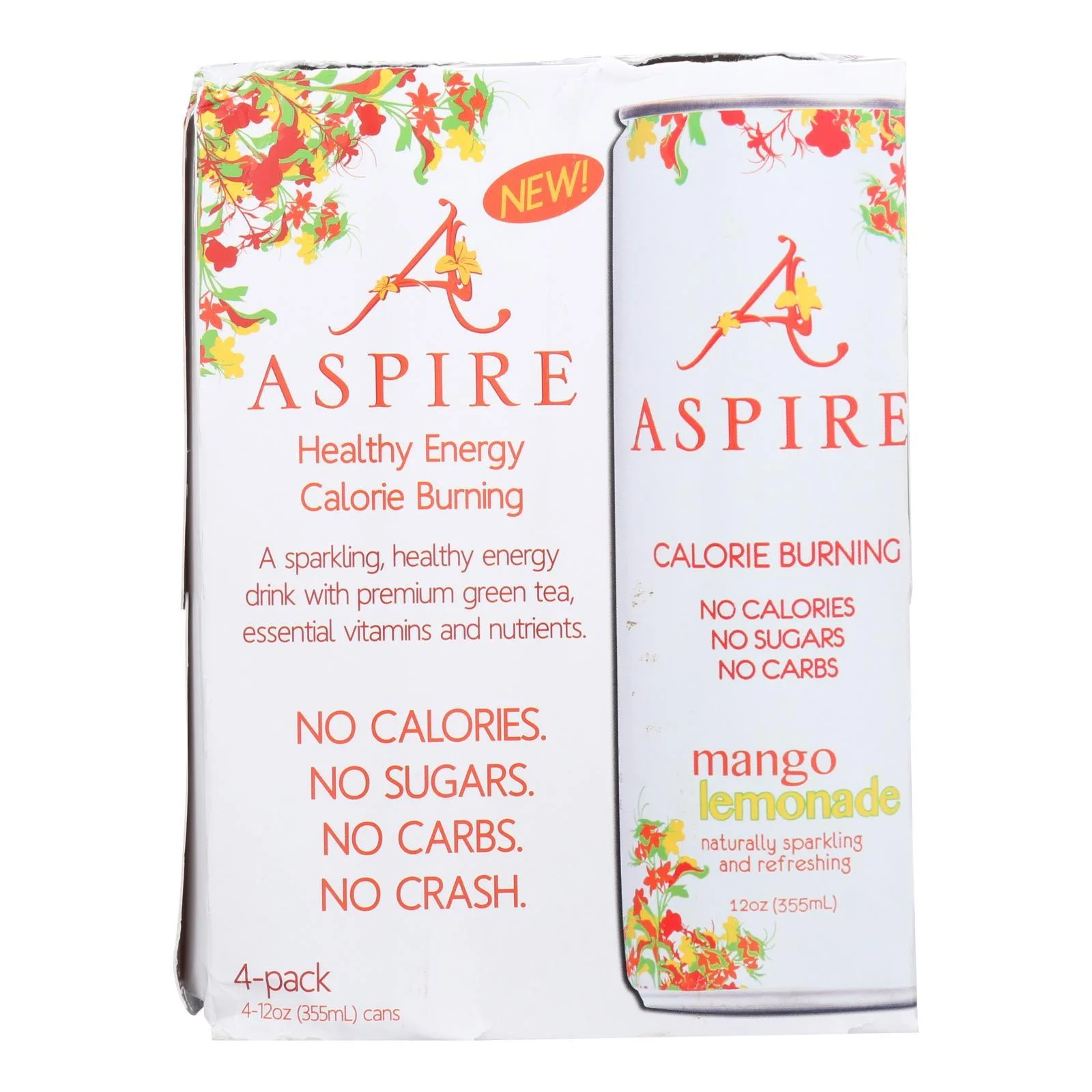 Aspire Mango Lemonade Sparkling Beverage - Case of 6 - 4/12 OZ