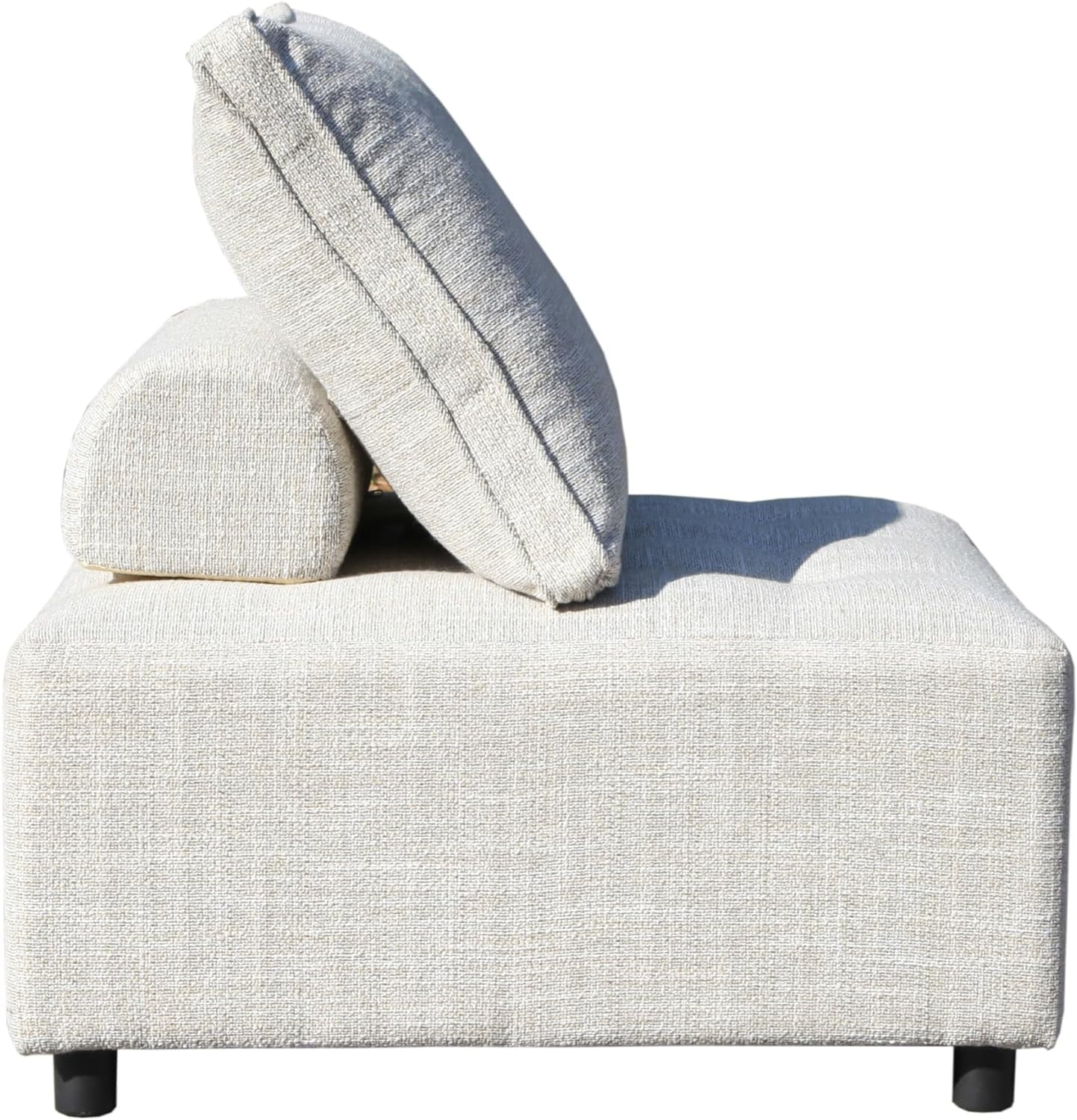 Outdoor Modular Sofa,Modern Sofa with Aluminum Structure, Support Cushion and Back Cushion,Sofa with Fade-Resistant and Cover-Removable Cushions,Beige(The Rate:Based on a Single Piece)