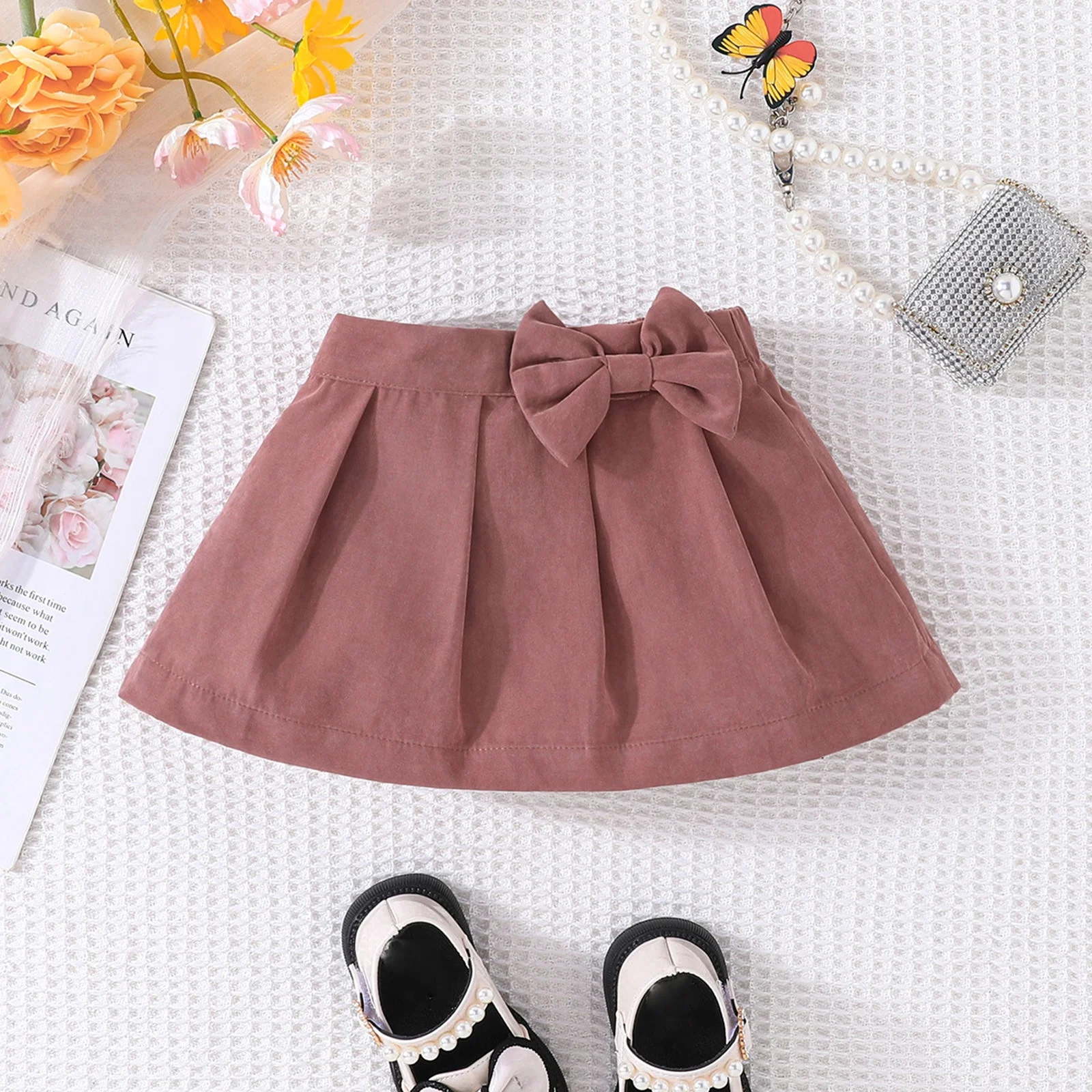 Summer Jean Skirt 2024 Summer Bow Pleated Skirt Fashion All Matching Baby Girls Baby Children Out Wear And Girl' Gift Skirt Sets Women 2 Piece Outfits Sexy