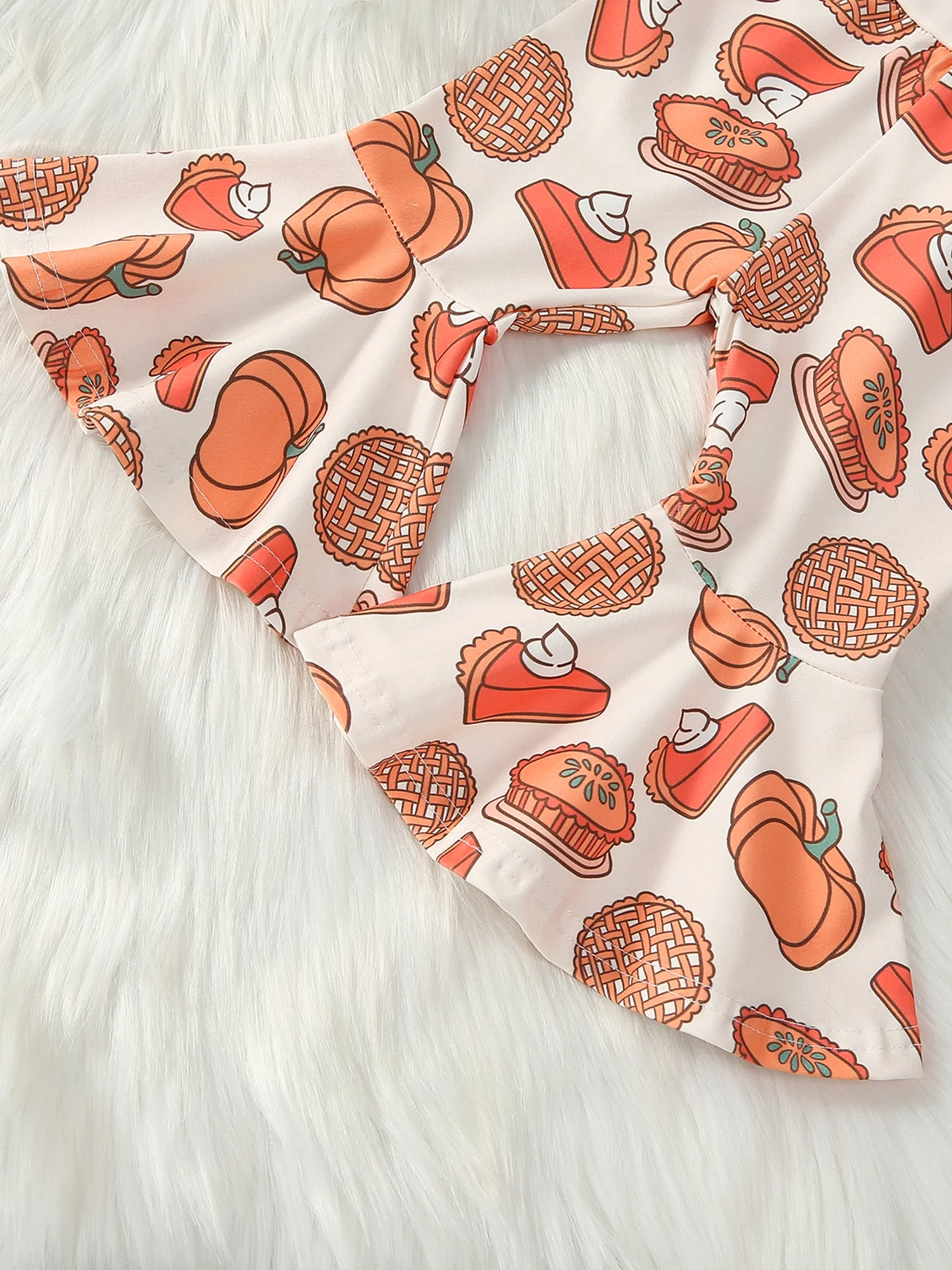 HOANSELAY Baby Girl 2Pcs Thanksgiving Outfits Long Sleeve Sweatshirt + Pie Print Flare Pants Set