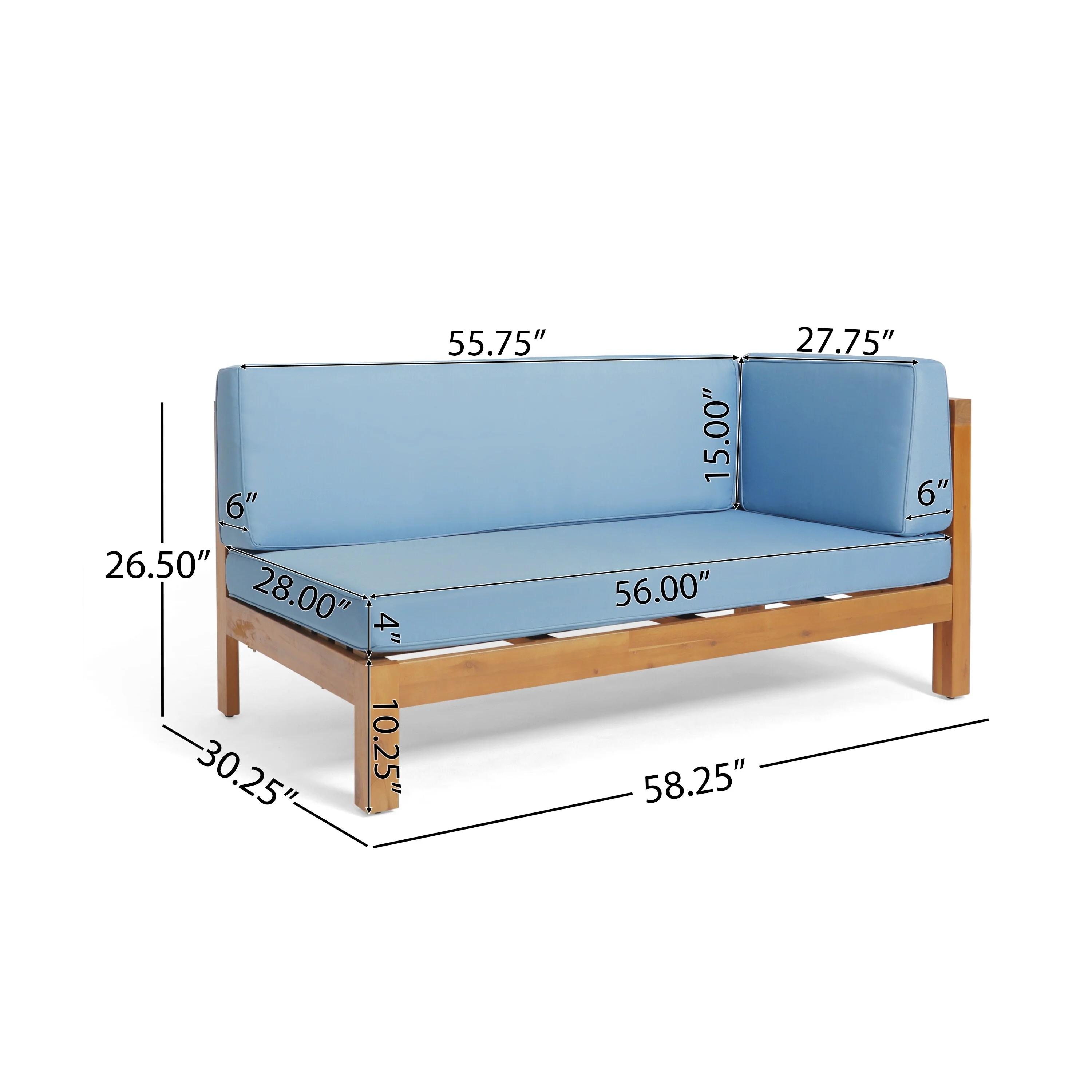 Christopher Knight Home Brava Outdoor 11 Seater Acacia Wood Sectional Sofa and Club Chair Set by  Blue