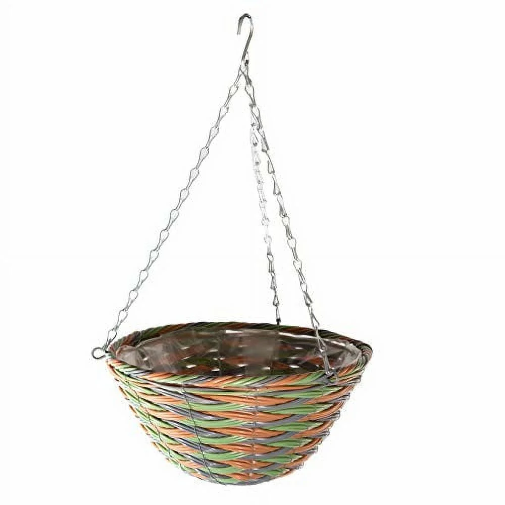 Gardener's Select Woven Plastic Rattan Hanging Basket, 12in Diameter