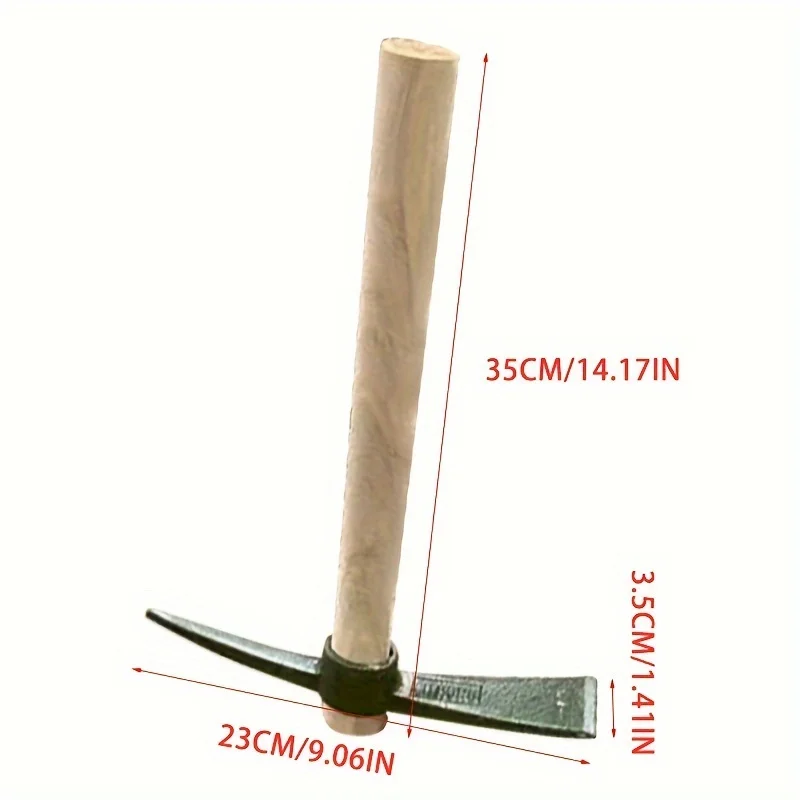 1pc Small Pickaxe Hoe With Wooden Handle, For Yard Garden Digging Weeding Vegetable Transplanting Planting