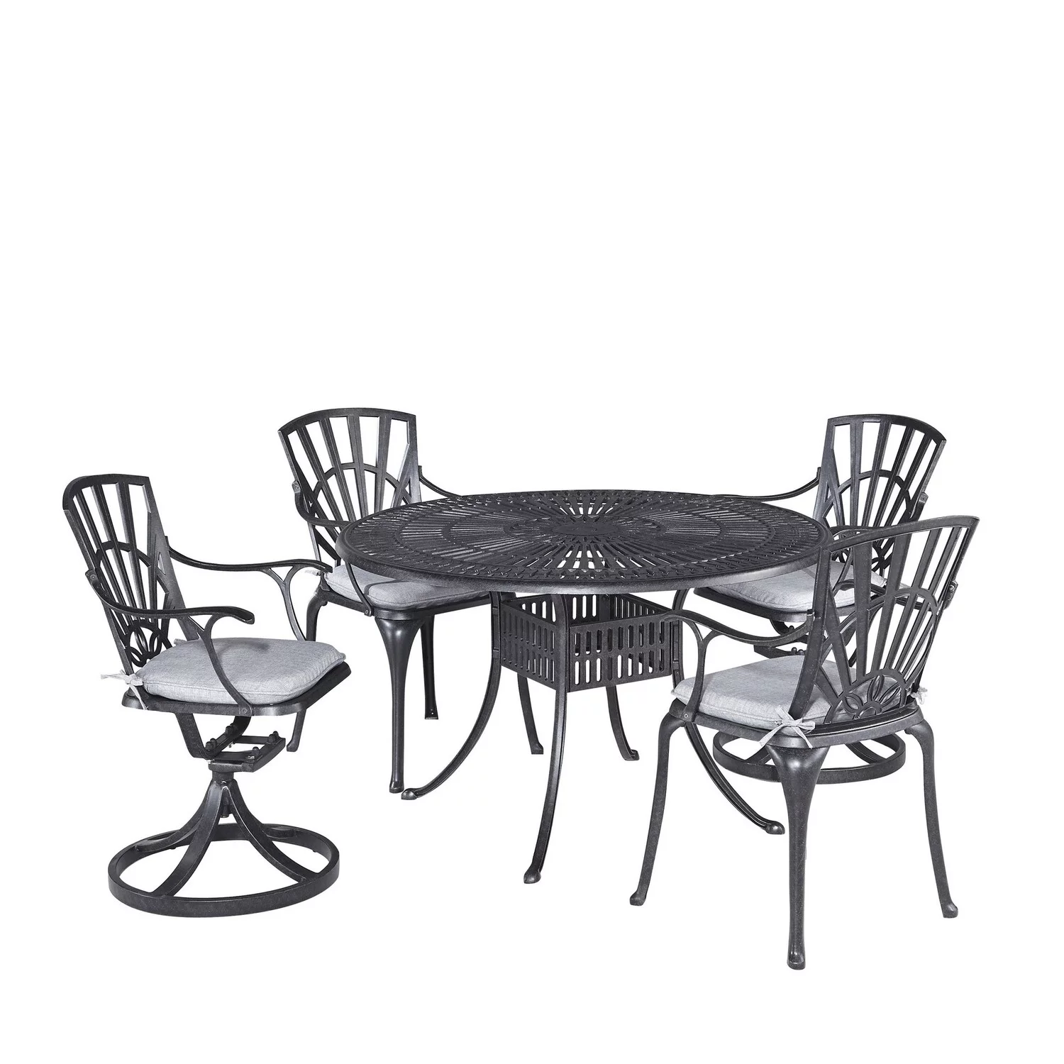 Homestyles Grenada Aluminum 5 Piece Outdoor Dining Set in Charcoal