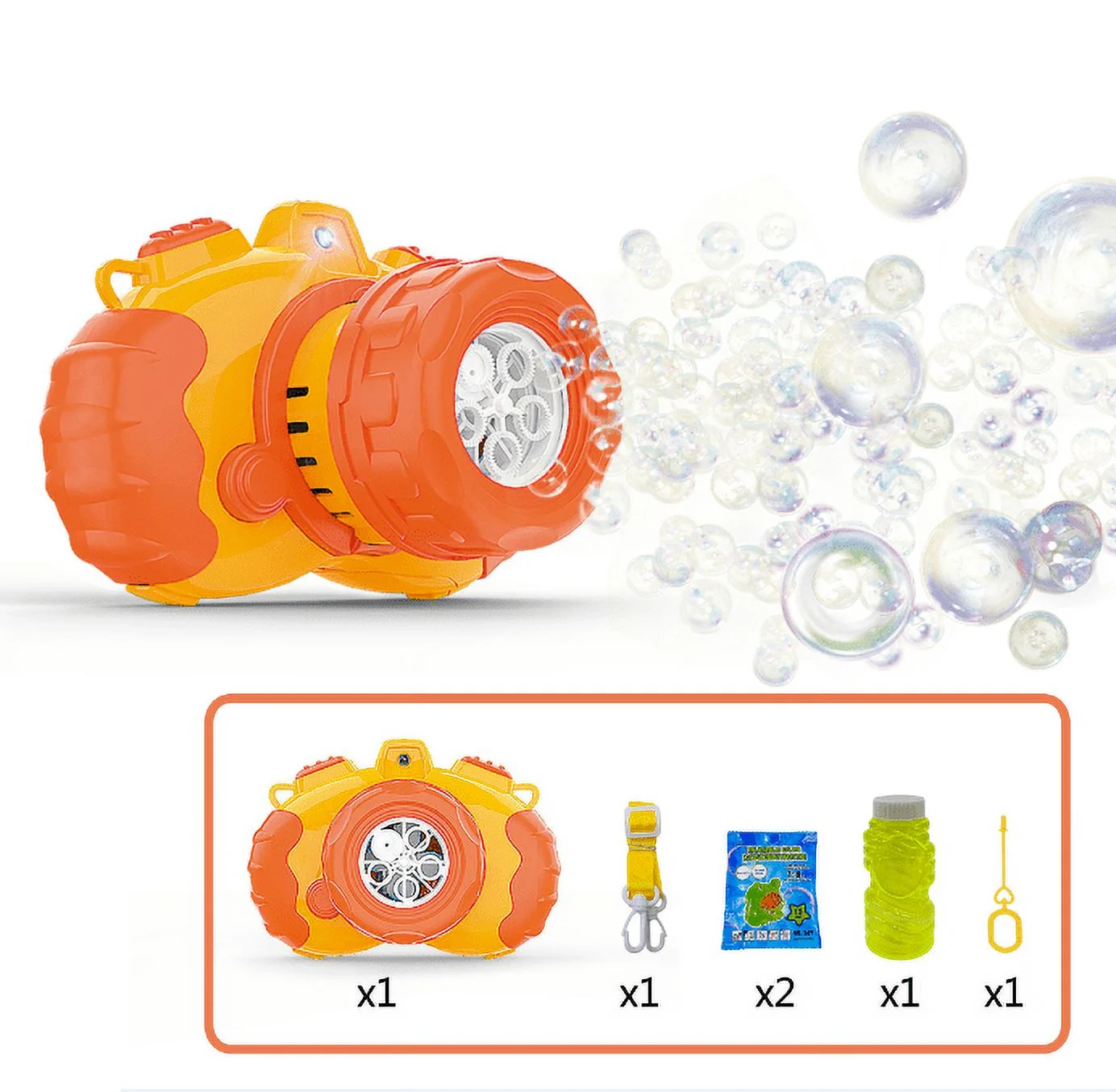 Hosim Bubble Machine Camera for Kids Toddlers Boys Girls Baby Bath Toys Indoor Outdoor Automatic Bubble Blower Maker Easy to Use (Orange)
