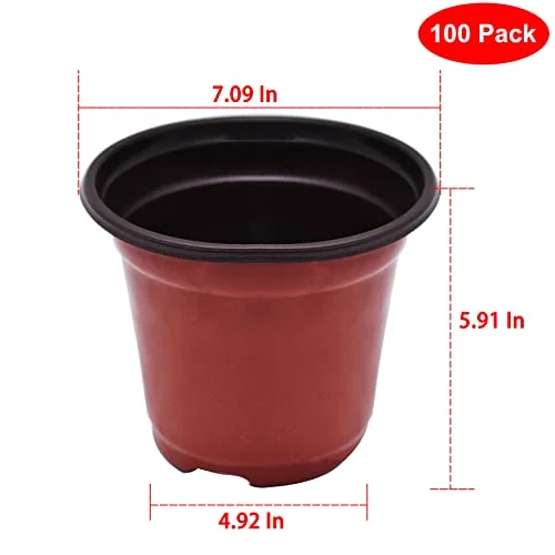 WFLNHB 100 Pack 7 Inch Nursery Pots Plastic Plant Pots Flexible Seedling Pot for Indoor and Outdoor Use