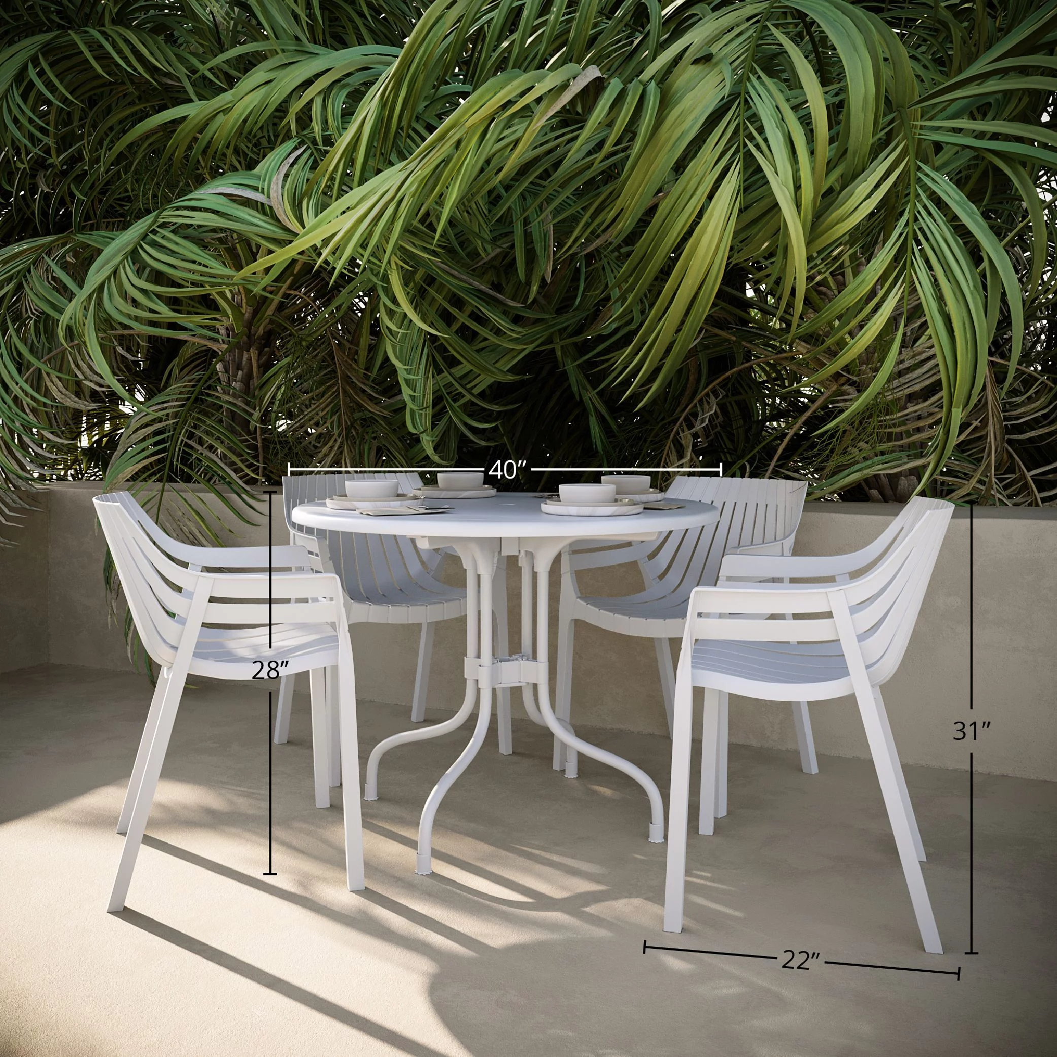 Chauncey Chairs and Delfino Table 5-Piece Set, White