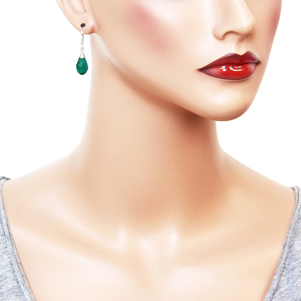 Falari Glass Crystal Pear Shaped Earring Emerald