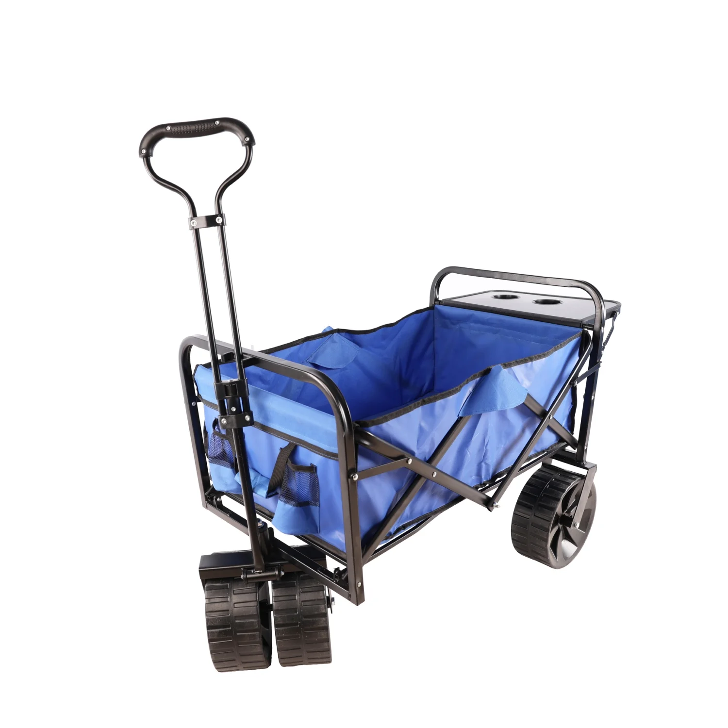 Convenient and Durable Blue Folding Wagon with Large Capacity for Easy Shopping and Transport on Beach  Perfect for Outdoor Activities  Foldable Cart Ideal for Garden and Beach Use