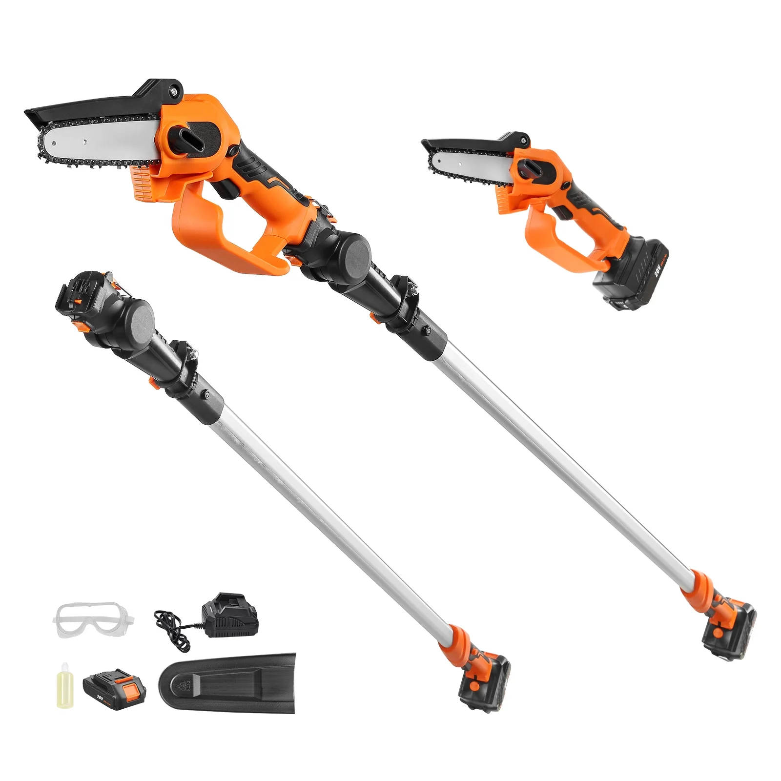 SKYSHALO  2-in-1 Cordless Pole Saw & Mini Chainsaw, 20V 2Ah Battery Pole Chainsaw, 5
